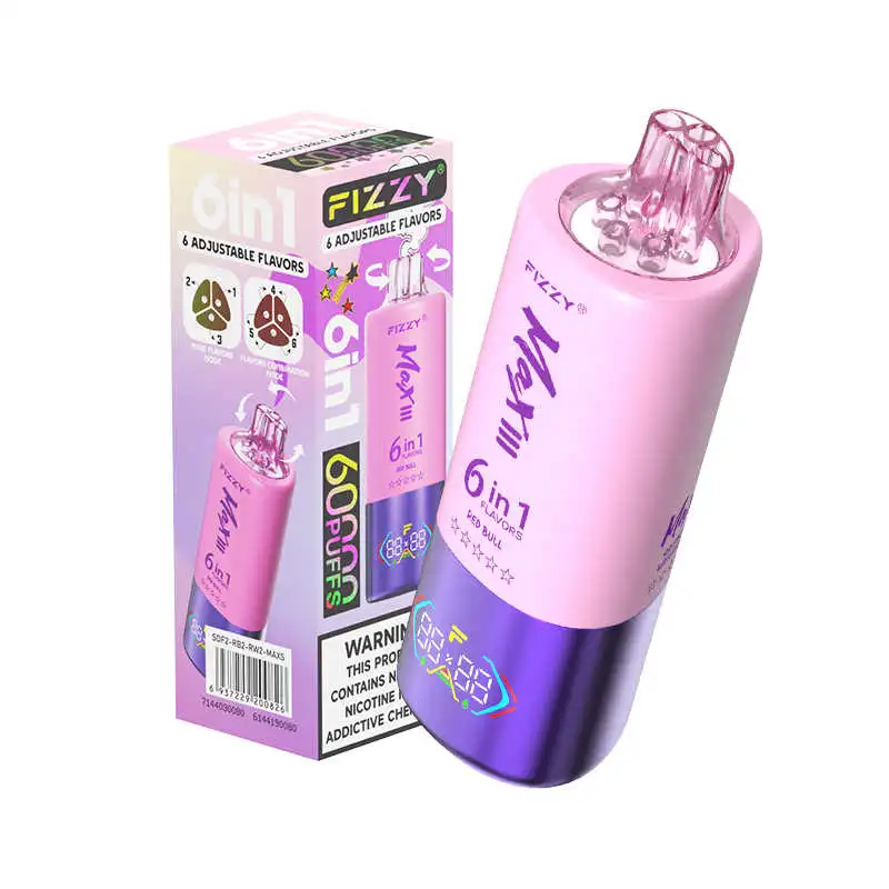 Fizzy MAX III 60000 Puffs 6 in 1 Disposable Vape Wholesale Strawberry Dragon Fruit & Red Bull & Raspberry Watermelon