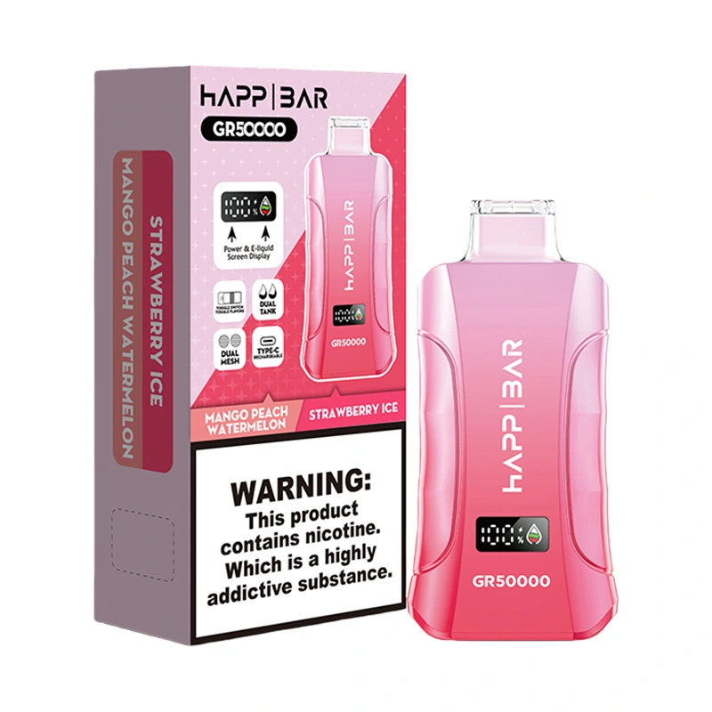 Happ Bar GR50000 50K Puffs Disposable Vape Wholesale Strawberry Ice & Mango Peach Watermelon