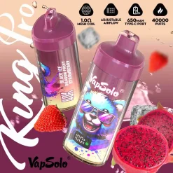 Vapsolo King Pro 40000 Puffs Disposable Vape Wholesale Black Ice Dragon Fruit Strawberry