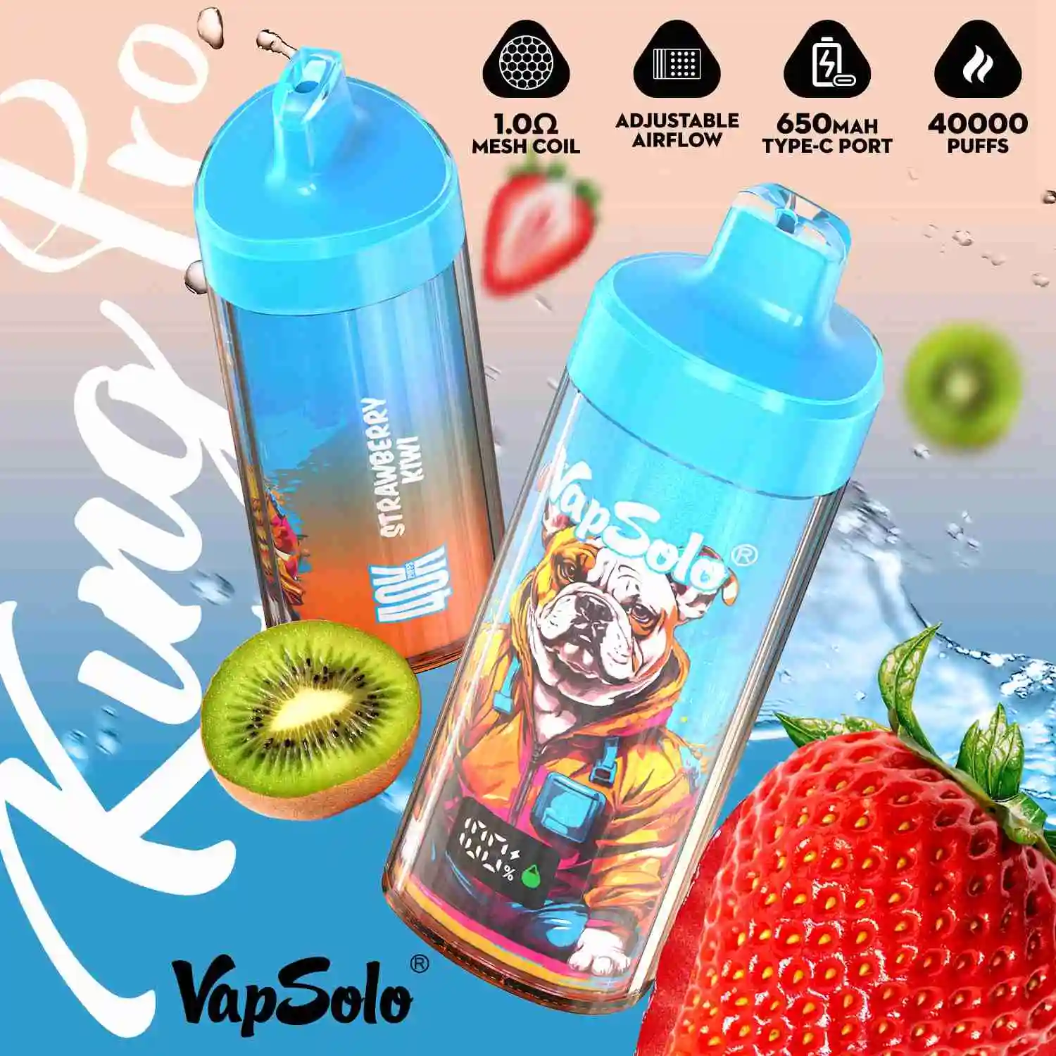 Vapsolo King Pro 40000 Puffs Disposable Vape Wholesale Strawberry Kiwi