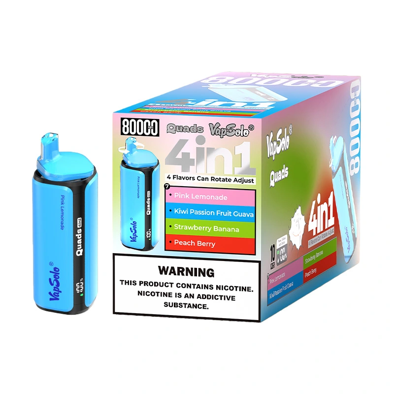 Vapsolo Quads 80000 Puffs 4in1 Disposable Vape Wholesale Pink Lemonade Kiwi Passion Fruit Guava Strawberry Banana Peach Berry