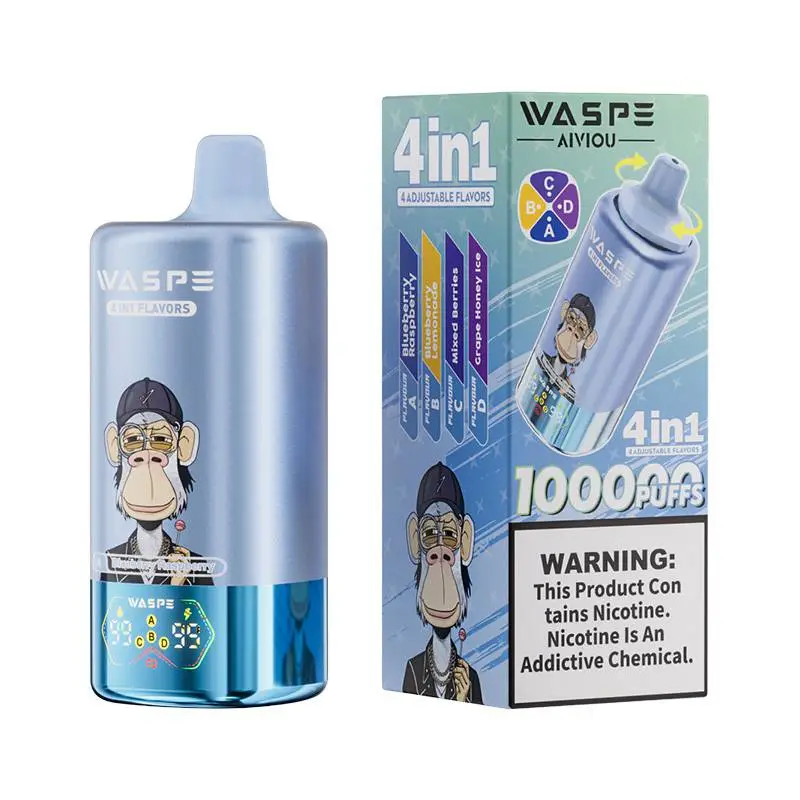 Waspe 4in1 100K Puffs 4 flavors Disposable Vape Wholesale Blueberry Raspberry & Blueberry Lemonade & Mixed Berries & Grape Honey Ice