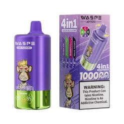 Waspe 4in1 100K Puffs 4 flavors Disposable Vape Wholesale Grape Ice & Strawberry Kiwi & Strawberry Raspberry Cherry & Black Knight
