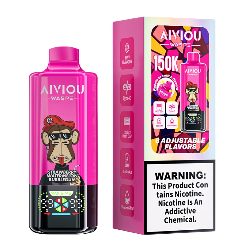 Waspe Aiviou 150K Puffs 6 in 1 Disposable Vape Wholesale Strawberry Watermelon Bubblegum & Sour Mango Ice & Strawberry Grape Ice