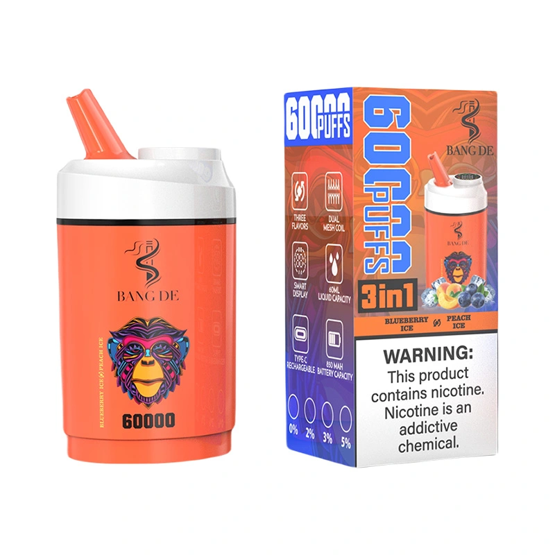 Bang DE 60000 Puffs 3 in 1 Triple Flavors Disposable Vape Blueberry ice & Peach ice