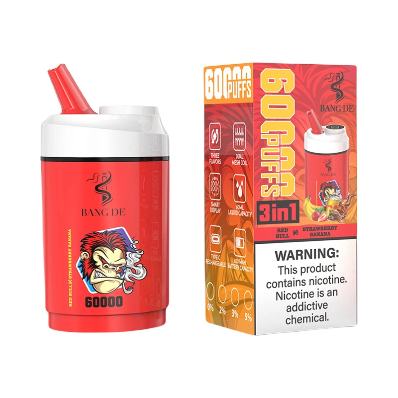 Bang DE 60000 Puffs 3 in 1 Triple Flavors Disposable Vape Red bull & strawberry Banana