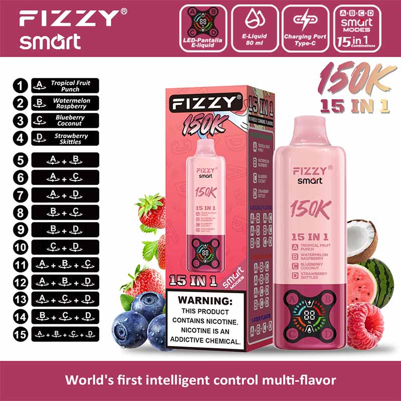 06 Tropical Fruit Punch Fizzy Smart 150K Puffs 15 in 1 Disposable Vape Wholesale