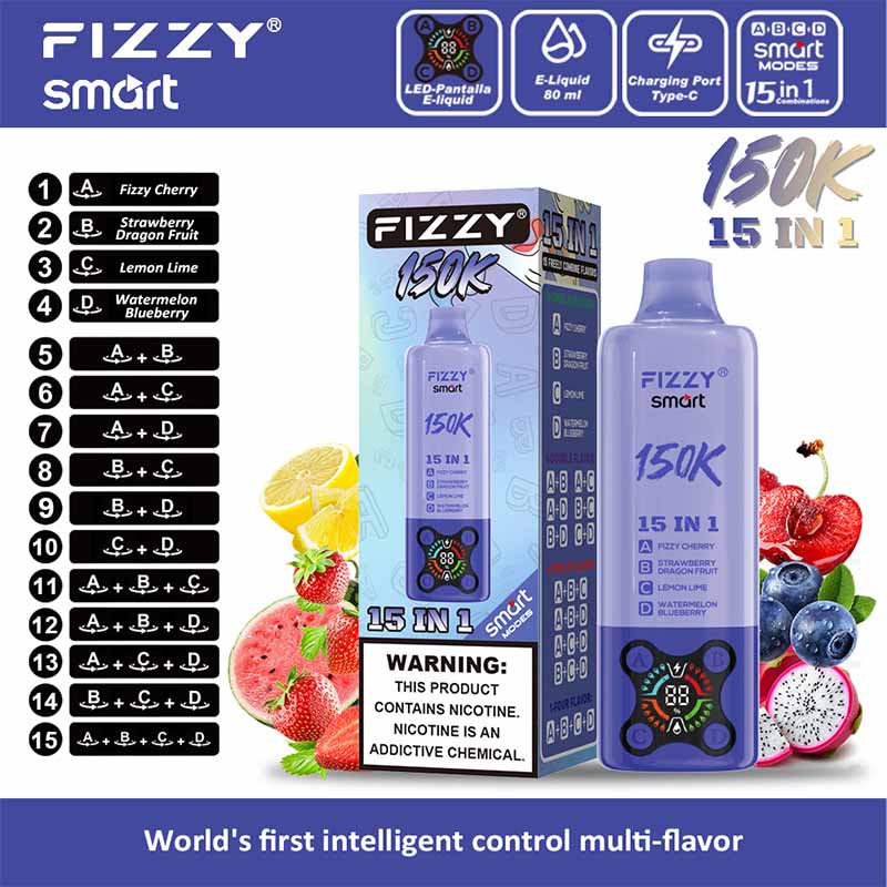 10 Fizzy Cherry Fizzy Smart 150K Puffs 15 in 1 Disposable Vape Wholesale