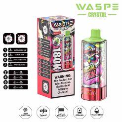 12# Blue Razz Lemonade Waspe Crystal 180K Puffs 8 in 1 Disposable Vape Wholesale