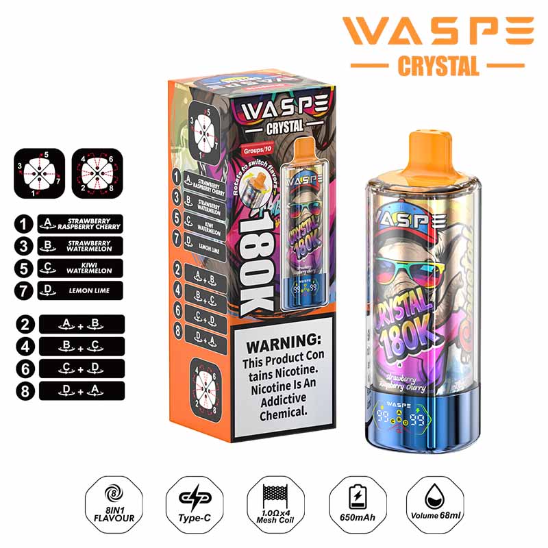 3# Red Bull Ice Waspe Crystal 180K Puffs 8 in 1 Disposable Vape Wholesale