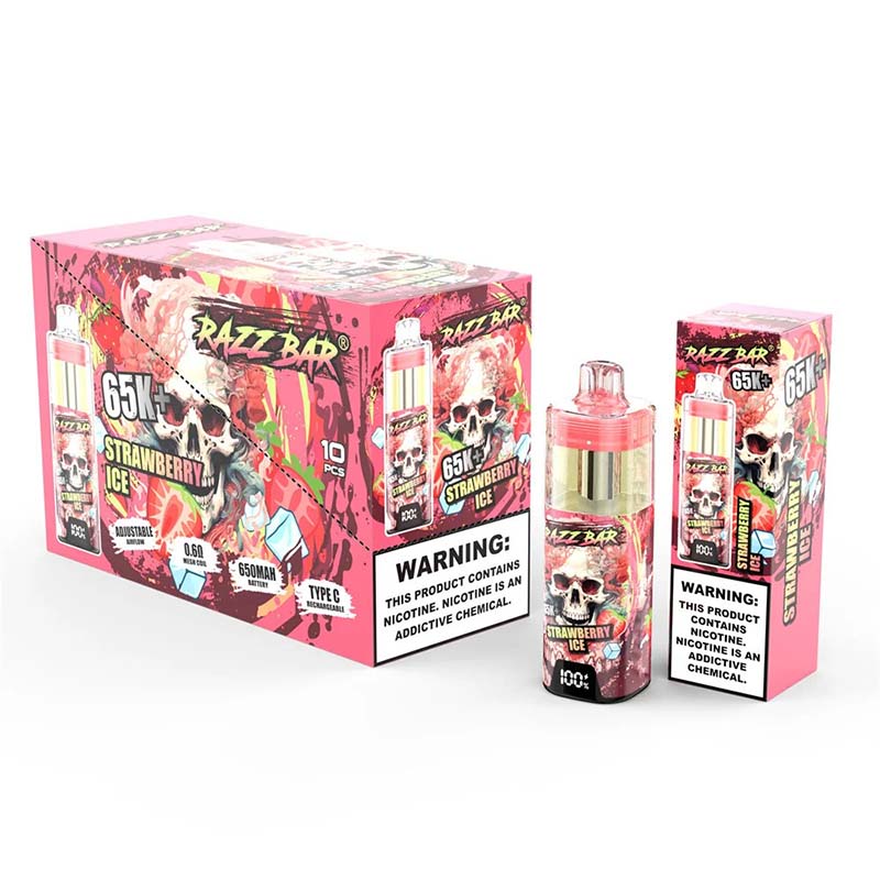 02 Strawberry lce Razz Bar 65K Plus 65000 Puffs Disposable Vape Wholesale