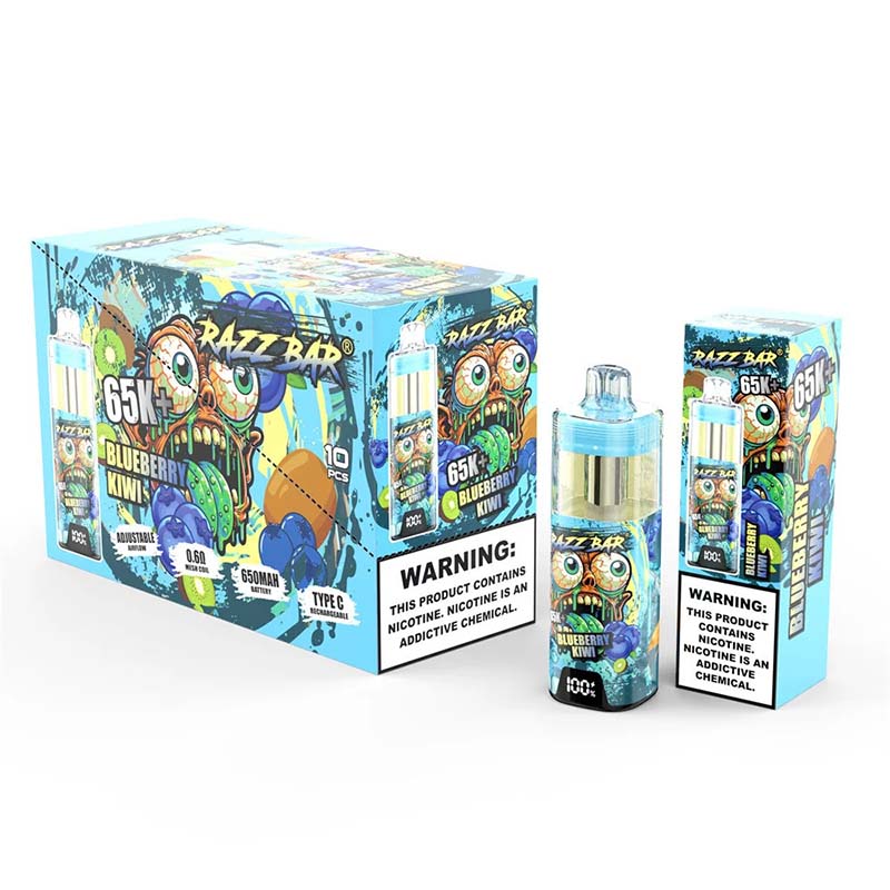 12 Blueberry Kiwi Razz Bar 65K Plus 65000 Puffs Disposable Vape Wholesale