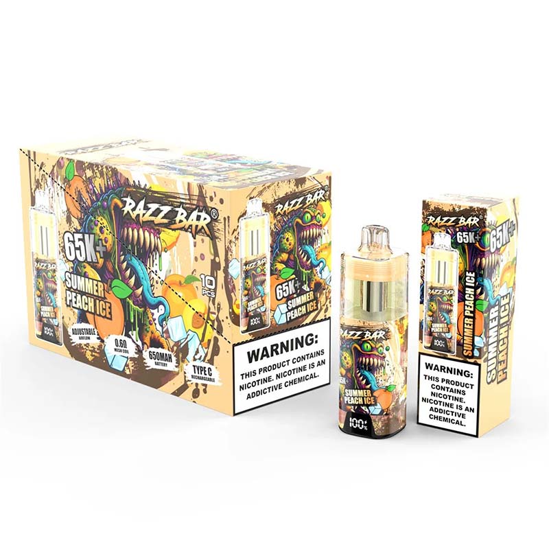 15 Summer Peach lce Razz Bar 65K Plus 65000 Puffs Disposable Vape Wholesale