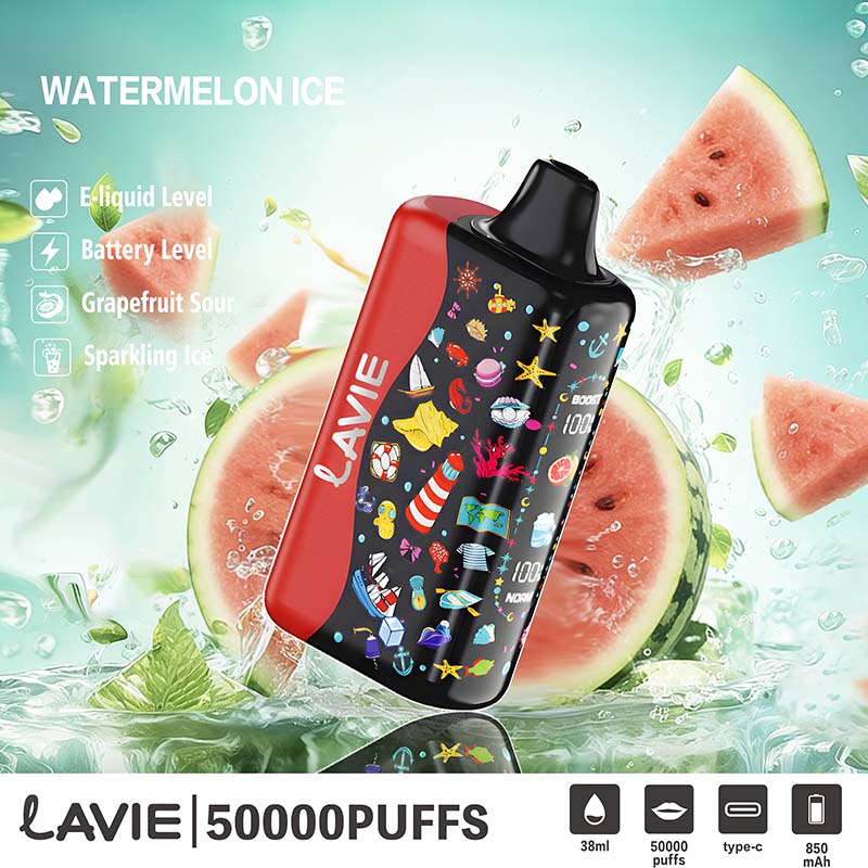 01 Watermelon Ice Lavie 50000 Puffs Sour&Ice Control Disposable Vape Wholesale